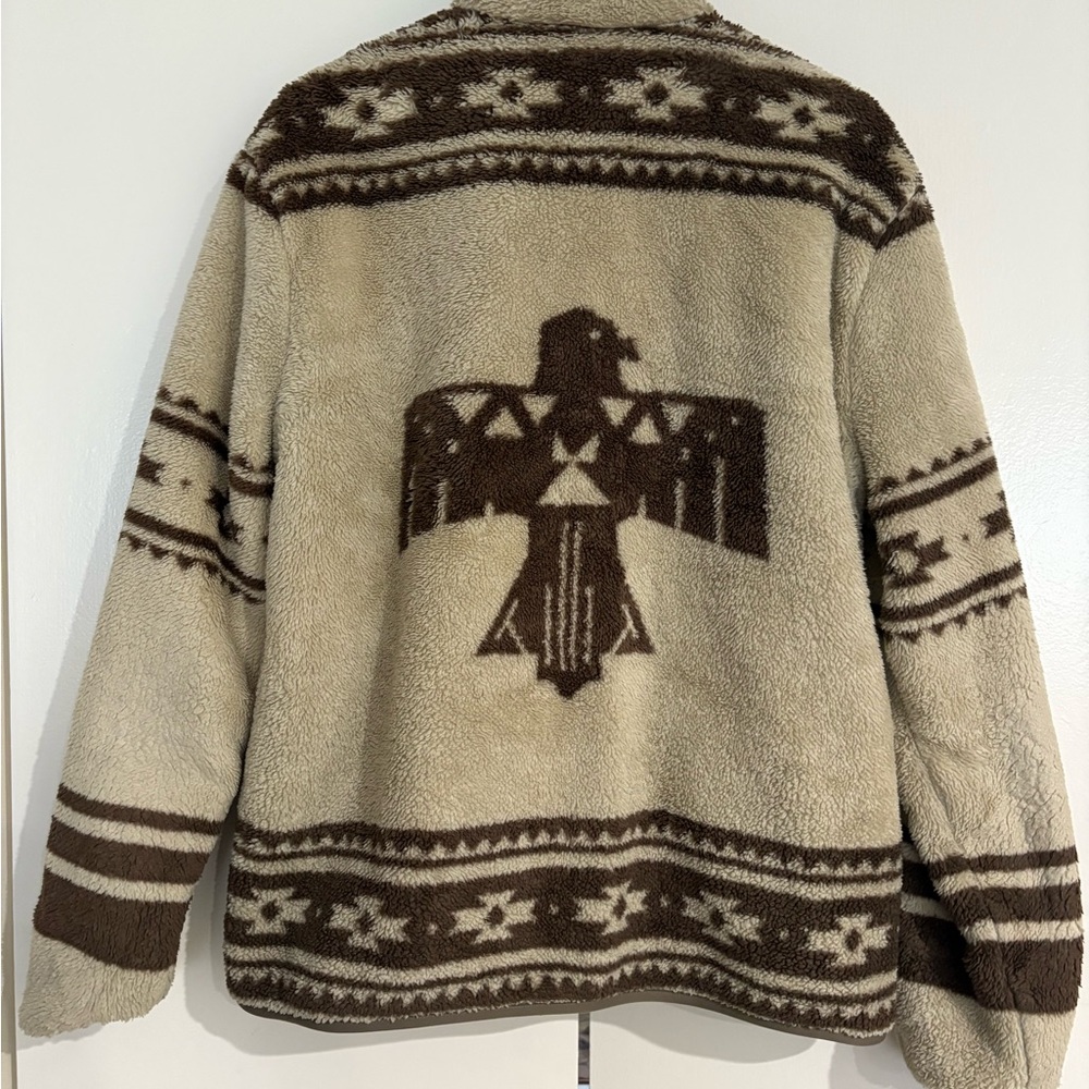 Faherty Steven Paul Judd High Pile Fleece Reversible Jacket in Sand Dune Size L - Picture 8 of 12